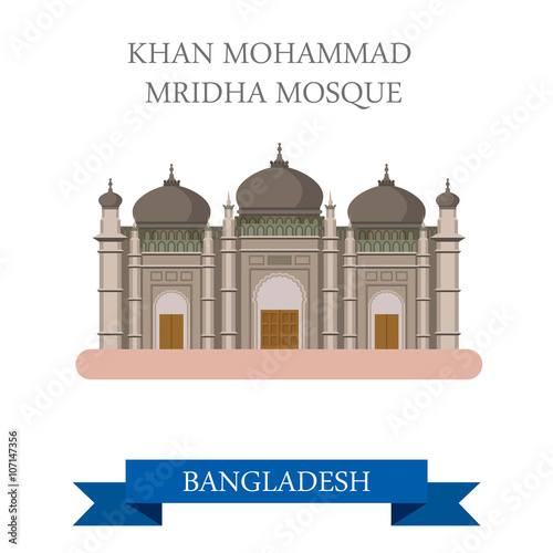 Khan Mohammad Mridha Mosque Bangladesh vector flat attraction