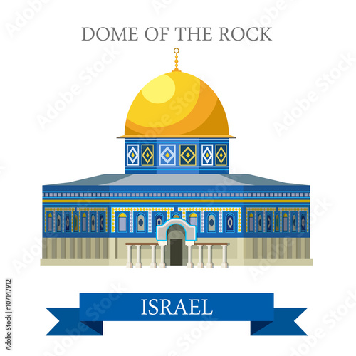 Dome of the Rock in Jerusalem Israel vector flat attraction