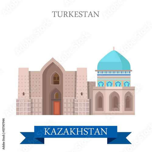 Turkestan in Kazakhstan vector flat attraction landmarks