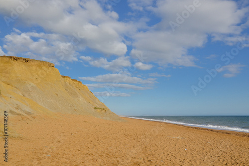 coastal sand cliffs and Hive beach Burton Bradstock, Dorset, England