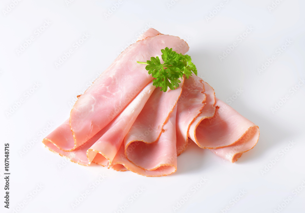 Baked ham slices