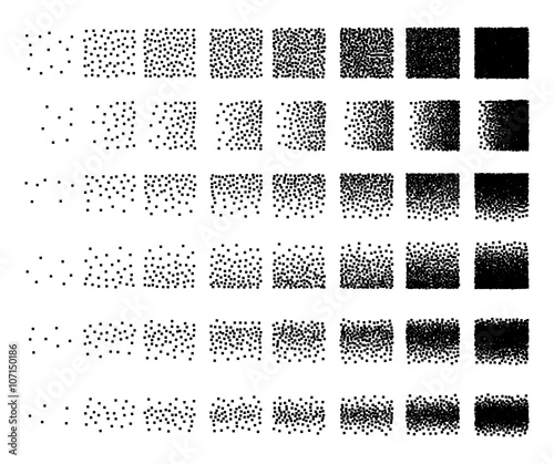 Set of 48 square Stipple pattern for design . Spot engraving to create brushes . Engraving for retro backgrounds . Engraving for shade . Very detailed set of tile engraving for design