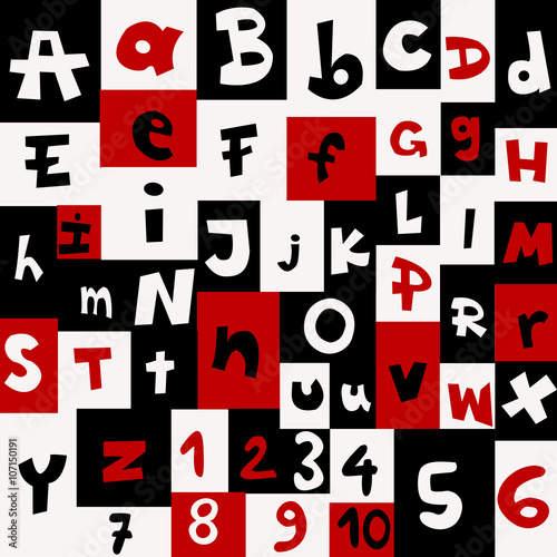 Background with letters and numbers