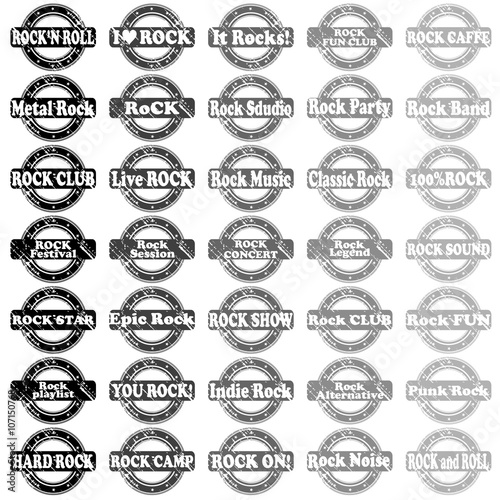Set of rock and roll rubber stamps