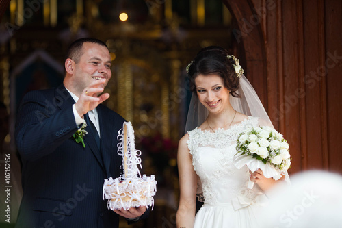 traditional Ukrainian wedding ceremony of gentle happy  gorgeous