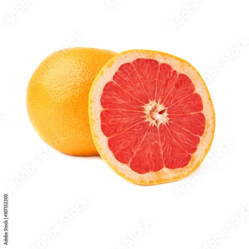 Served grapefruit composition isolated over the white background