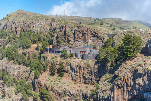 The viewing platform Mirador del Santo situated in the western part of La Gomera near the village Arure and the Valle Gran Rey. The Mirador is named after the chapel Ermita del Santo photo