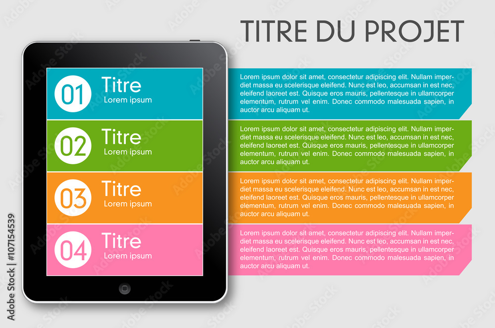 Présentation chronologique d'un organigramme de projet sous forme de tablette tactile