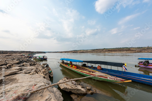 Dock of kong river at Sam pan bok in Ubon Ratchathani  Thailand