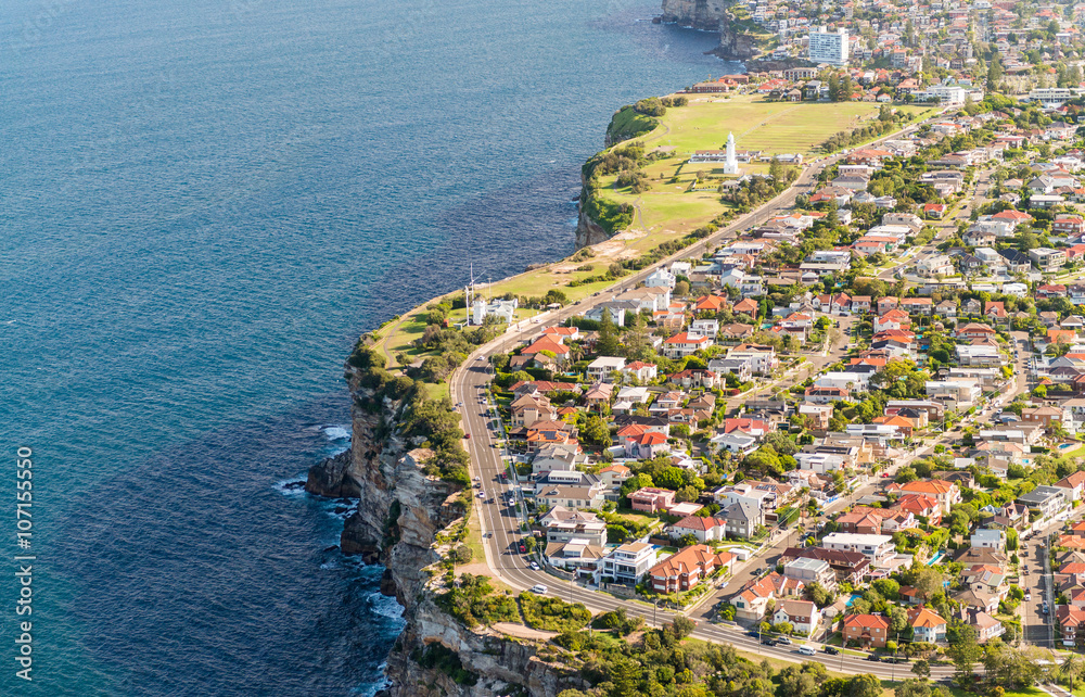 Aerial view of Sydney coastline, Australia
