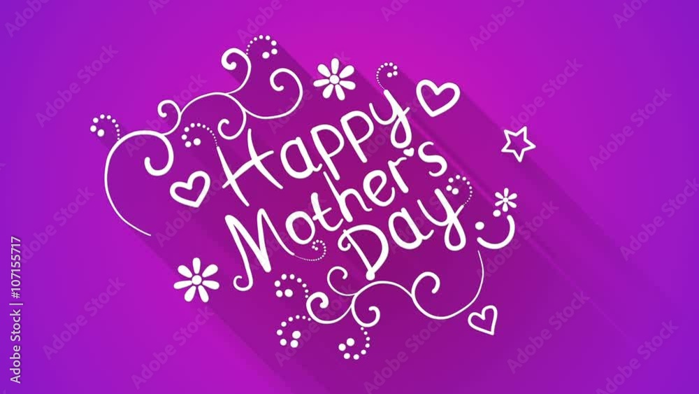 Happy mother's day text flat style animation