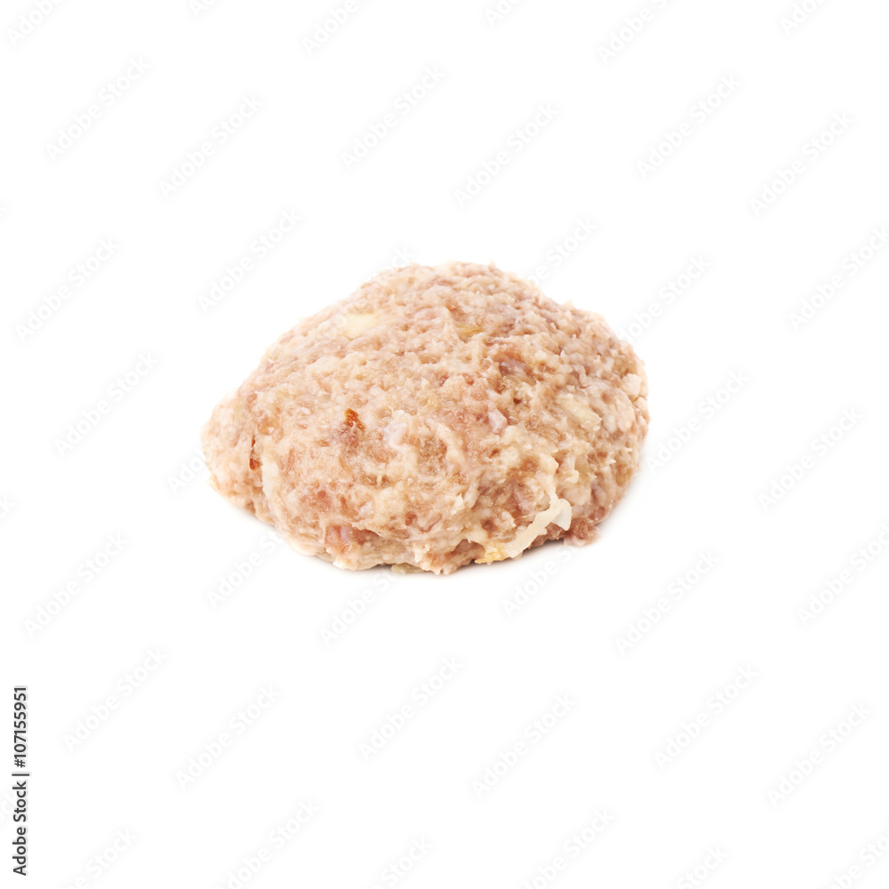 Raw miced meat over white isolated background
