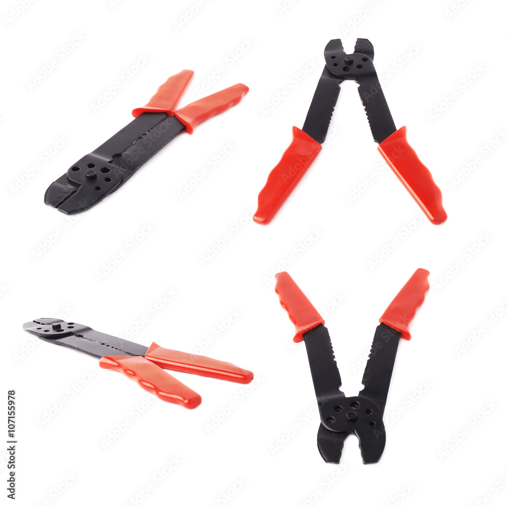 Set of wire stripper over white isolated background Set of wire stripper over white isolated background