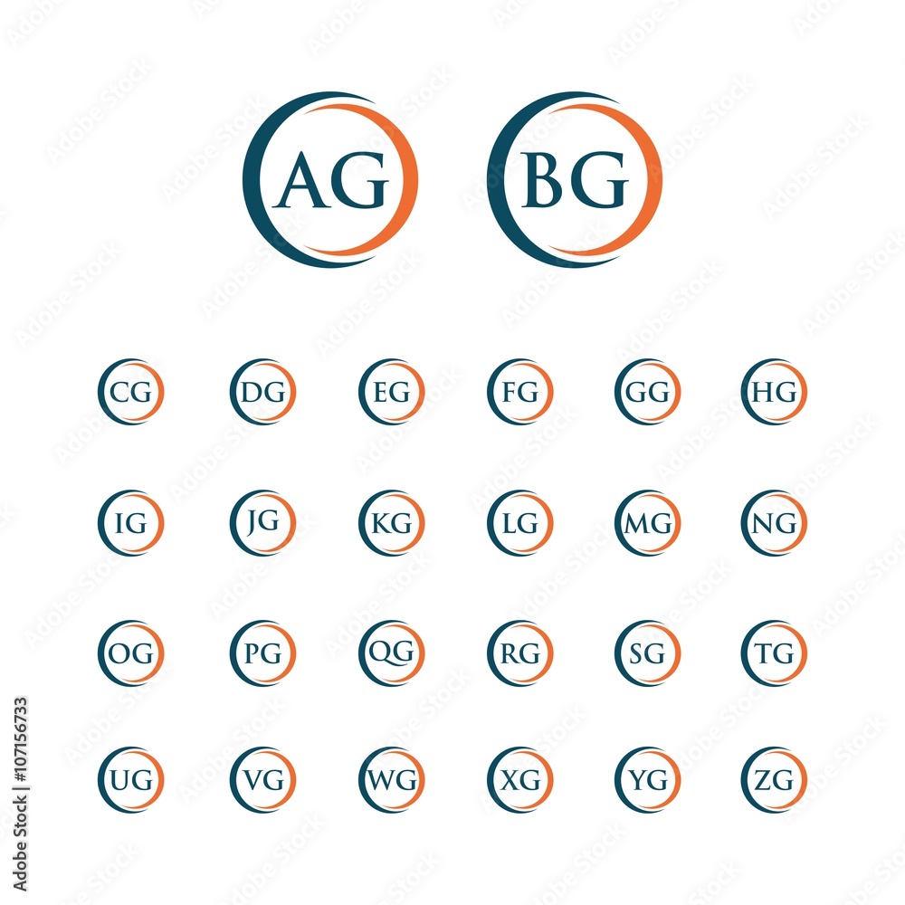 set swoosh circle innitial letter logo set swoosh circle innitial letter logo