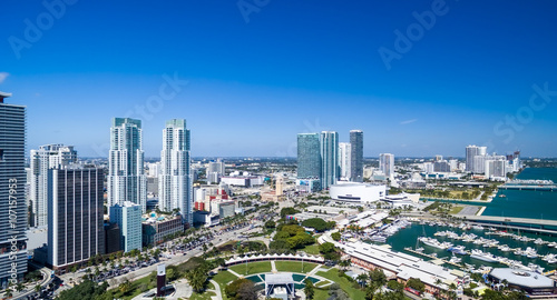 Awesome aerial view of Miami skyline from helicopter © jovannig