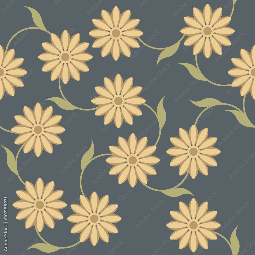 custom made wallpaper toronto digitalSeamless pattern with retro flowers and leaves