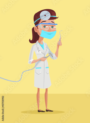 Female Dentist. Vector flat cartoon illustration