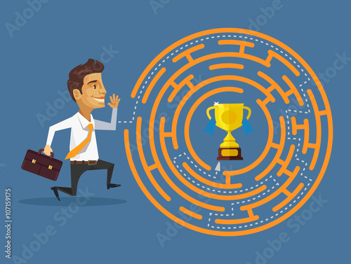 Way to succes. Vector flat illustration