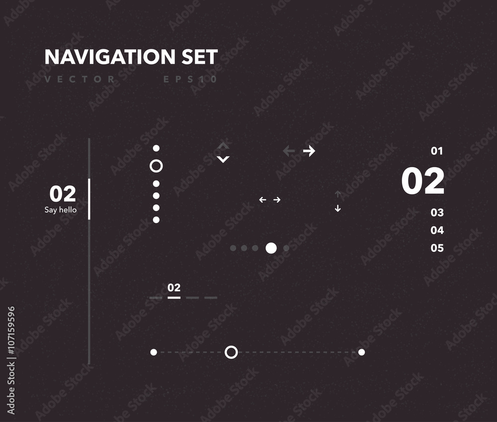 Vector navigation web ui elements. Arrows, bars, buttons.. - obrazy, fototapety, plakaty 