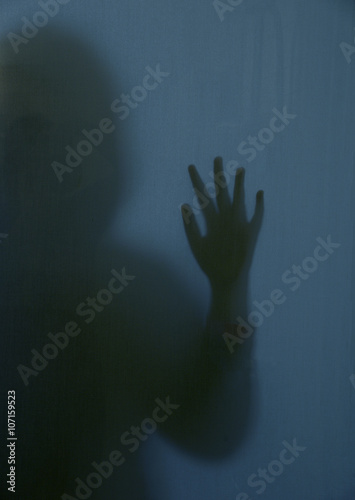 Hiding of female silhouette, hands, fingers