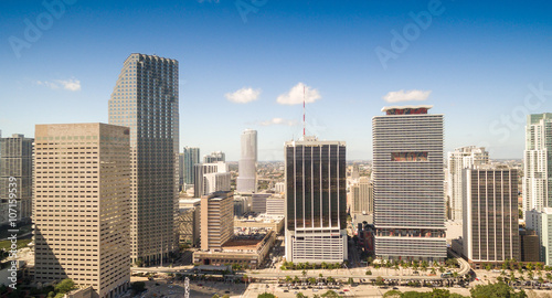 Awesome aerial view of Miami skyline from helicopter