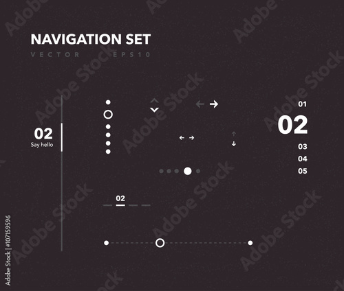 Vector navigation web ui elements. Arrows, bars, buttons..