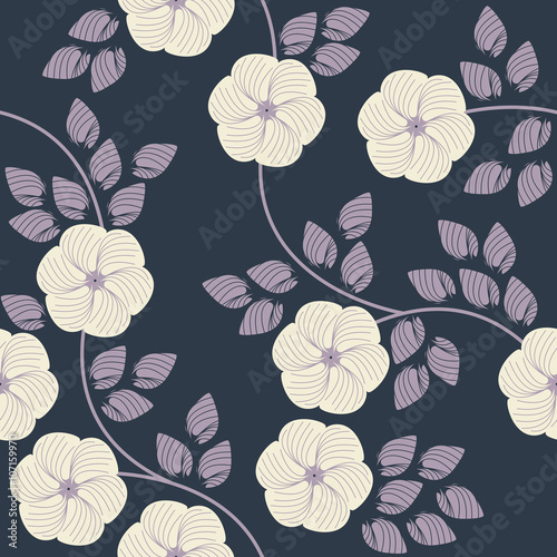 Seamless pattern with beautiful flowers and leaves can be used f