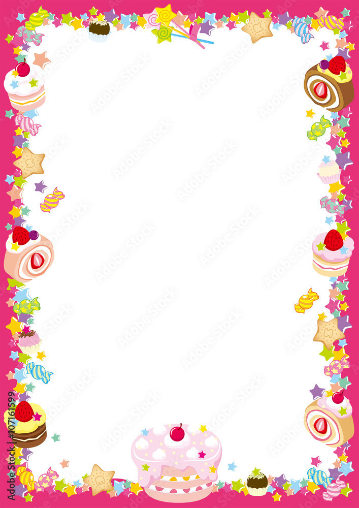 フレーム スイーツ ケーキ 星 ピンク 縦型 Stock Vector Adobe Stock