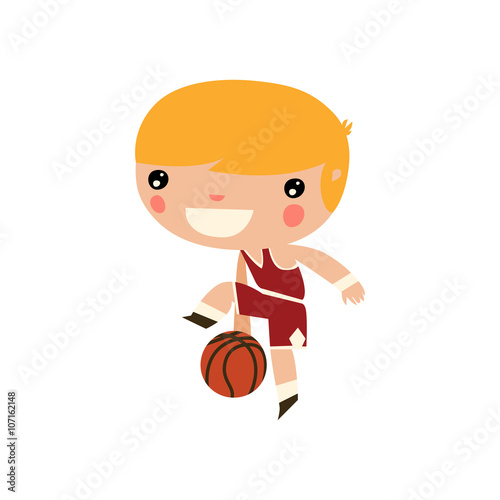 basketbal player boy. yellow hair american team sports player.