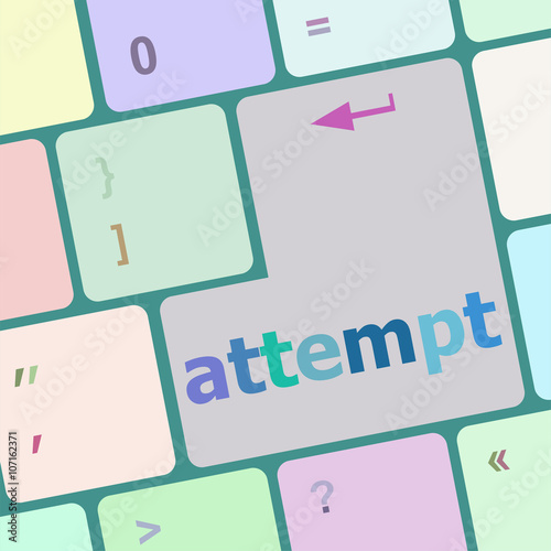 Keyboard with enter button, attempt word on it vector illustration