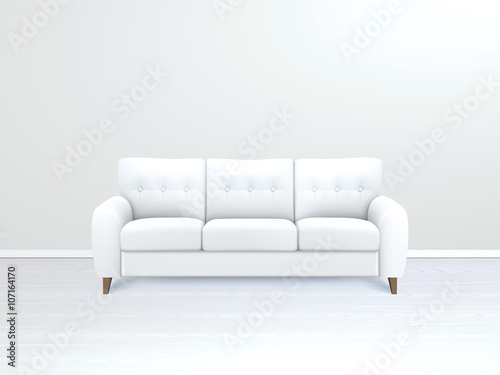 Interior With White Leather Sofa Illustration 