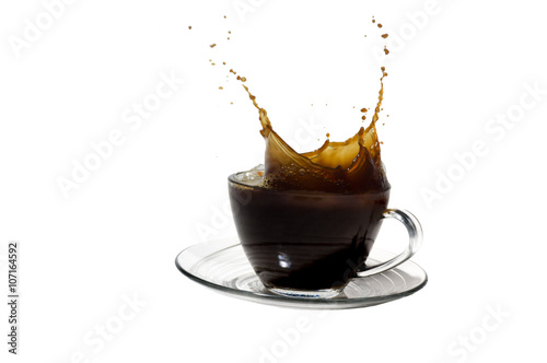 Coffee splash and cup of coffee isolated on white background