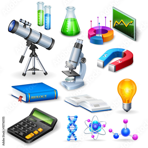 Science Realistic Icons Set