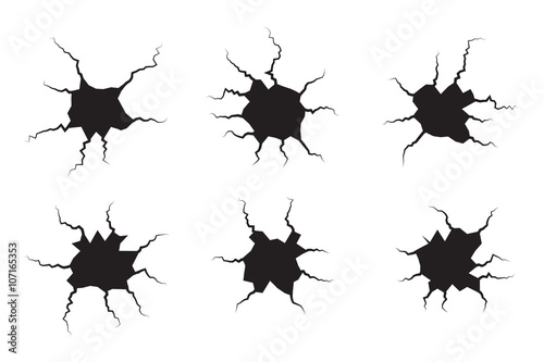 Earth Crack vector set. Crack Silhouettes Isolated set.