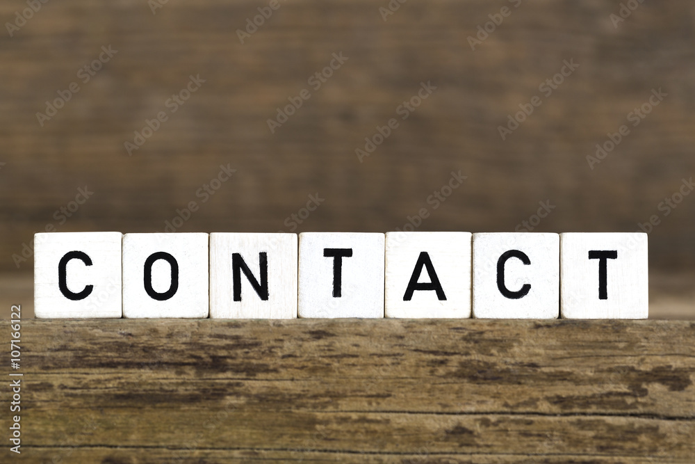The word contact written in cubes