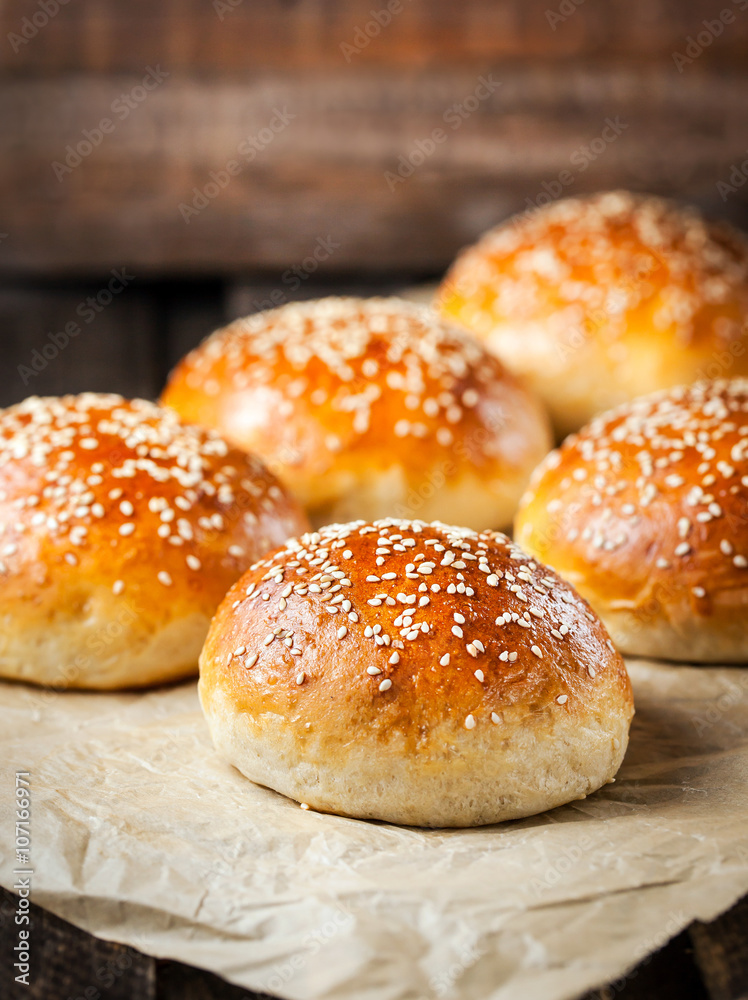 Fresh homemade burger buns