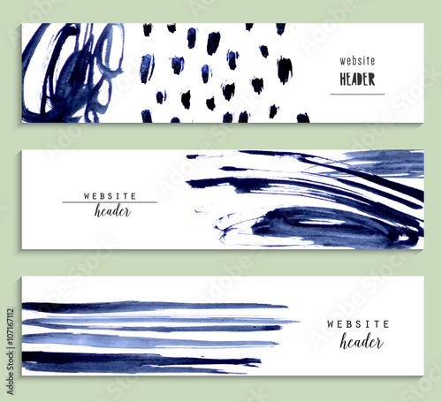 Set of abstract creative watercolor headers for website