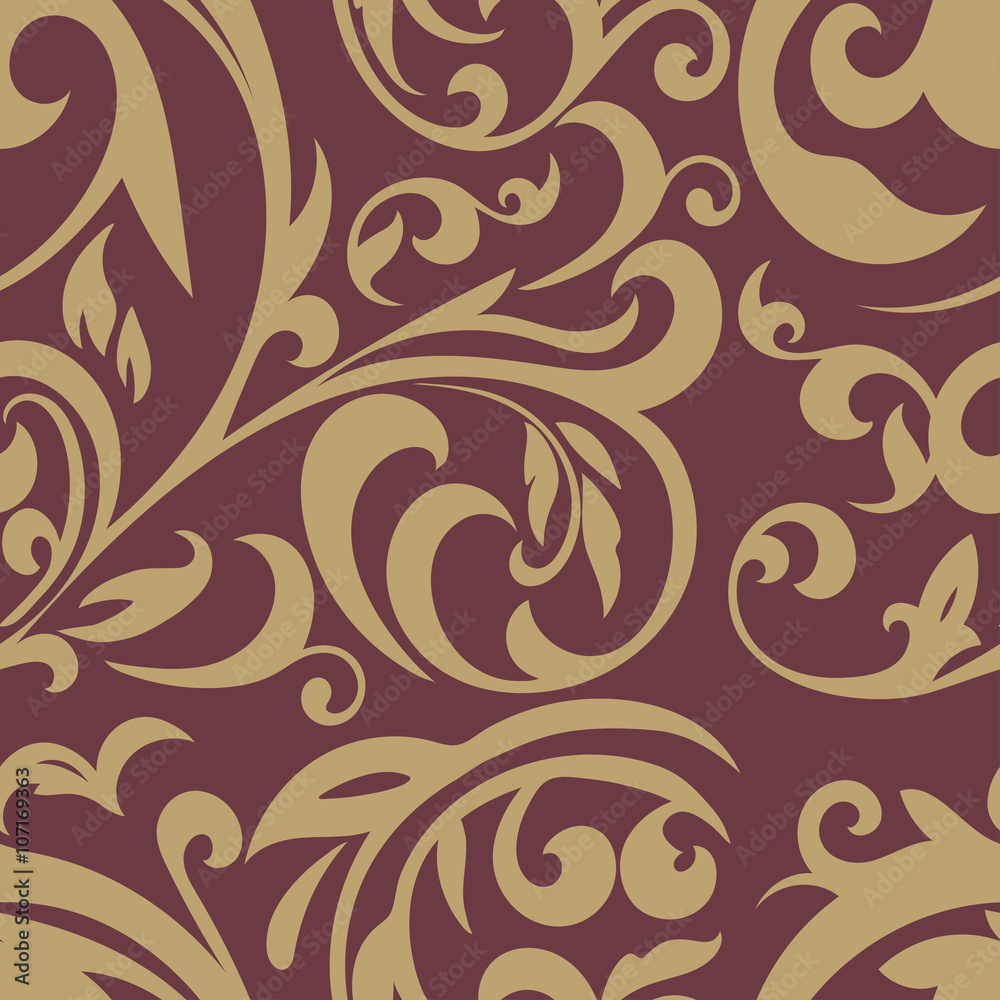 Seamless pattern with floral design. Wallpaper Baroque.