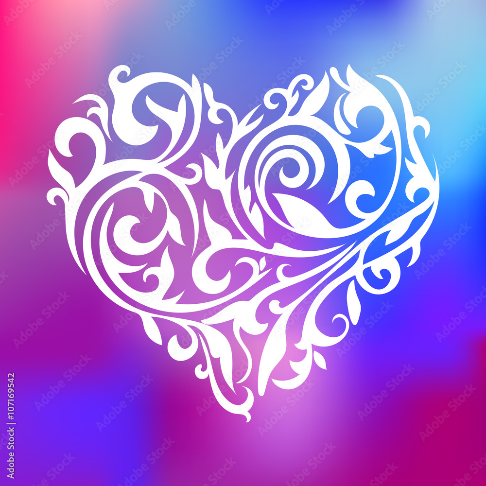 Pattern in the form of heart. Floral heart. Tracery heart. Pattern in the form of heart. Floral heart. Tracery heart.