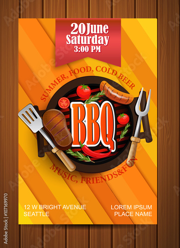 BBQ Grill flyer with elements.