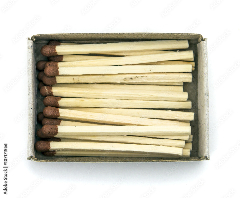 Open matchbox with matches on a white background isolated close Open matchbox with matches on a white background isolated close