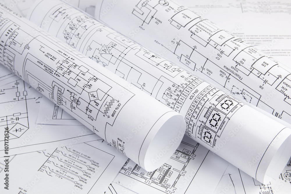 Science, technology and electronics. Electrical engineering drawings printing. Scientific development. Science, technology and electronics. Electrical engineering drawings printing. Scientific development.
