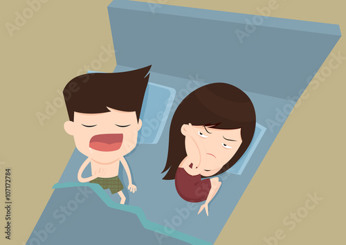 Snore husband annoying wife with Loud noise