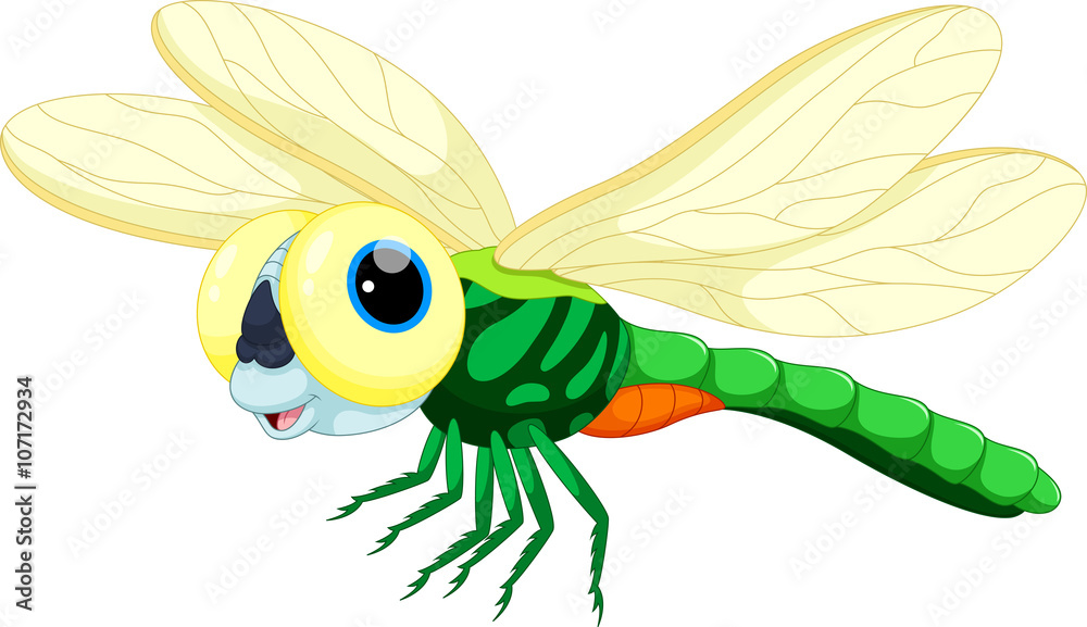 Cute dragonfly cartoon Stock Vector | Adobe Stock