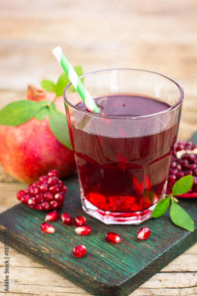Pomegranate juice in the glass Pomegranate juice in the glass