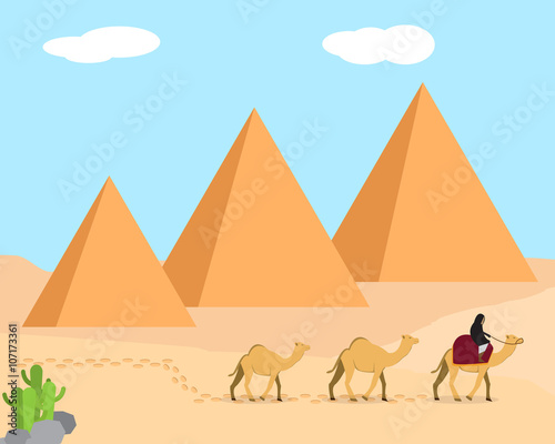 Travel in desert land of Giza, Egypt