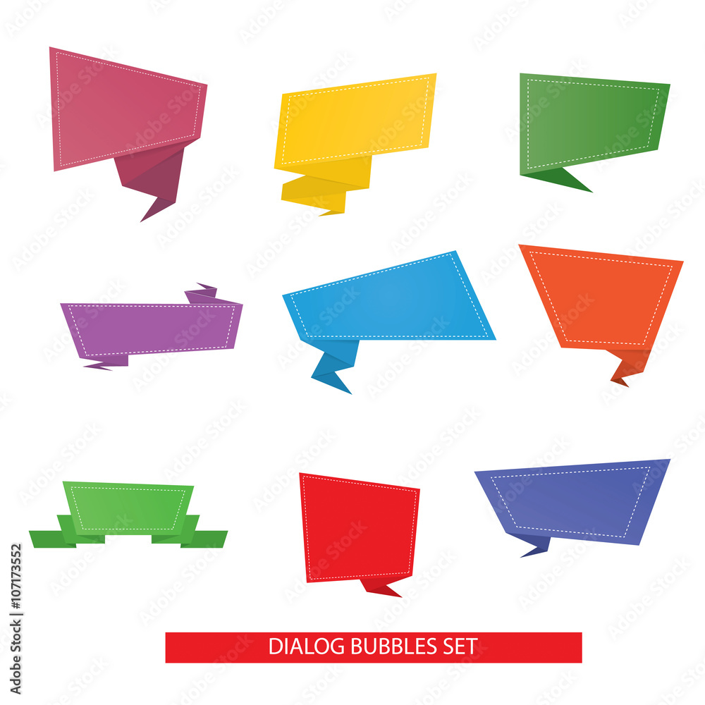 Modern vector illustration of origami speech bubble set Modern vector illustration of origami speech bubble set