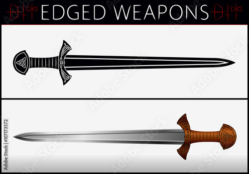 Sword. Gladius. Medieval Weapons. Collection of Vector Edged Wea