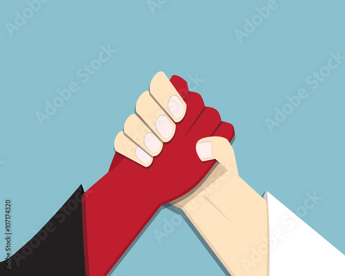 Evil vs God, armwrestling, promise, competition