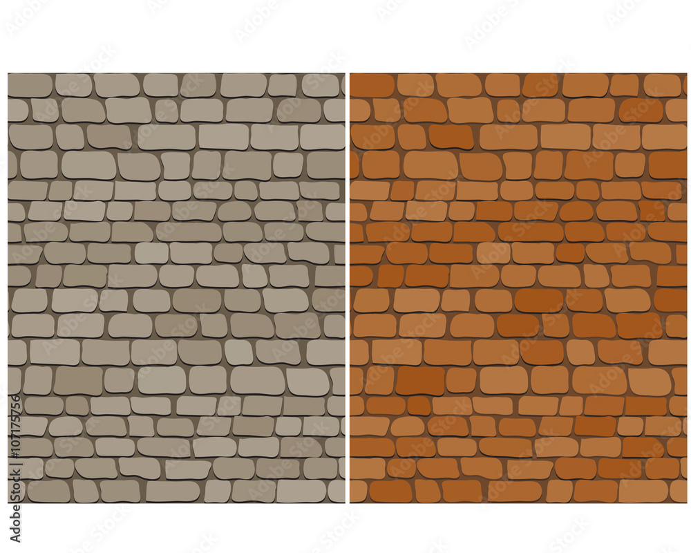 Set of old brick wall seamless pattern